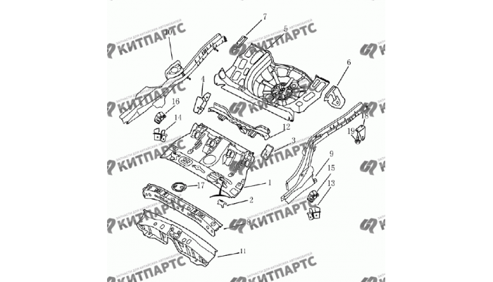 Панель пола задняя (хетчбэк) Geely Emgrand (EC7)